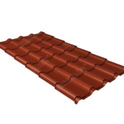Металлочерепица камея 0,5 Satin RAL 8004 терракота