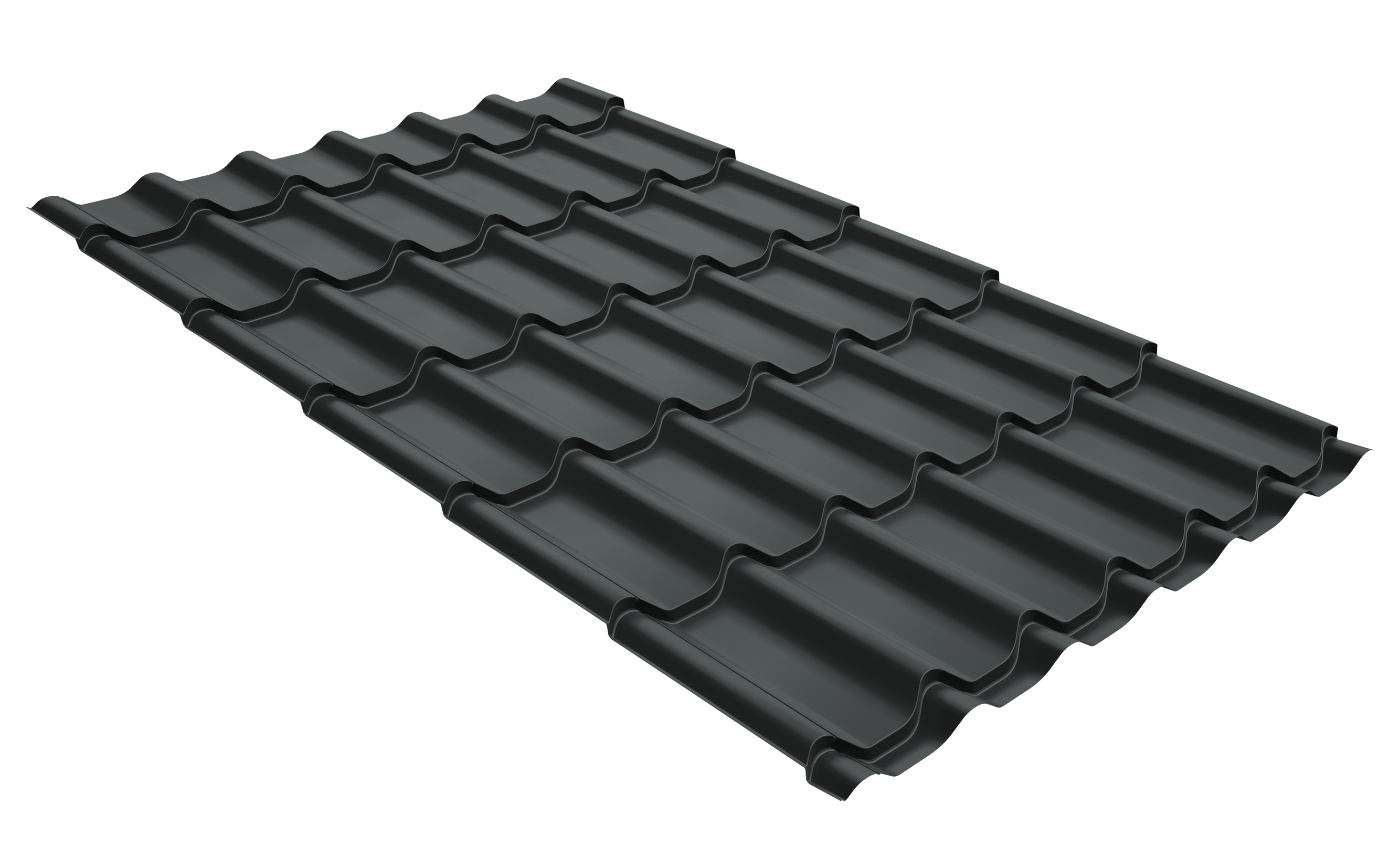150454 Металлочерепица классик Grand Line 0,5 GreenCoat Pural RR 23 темно-серый (RAL 7024 мокрый асфальт)
